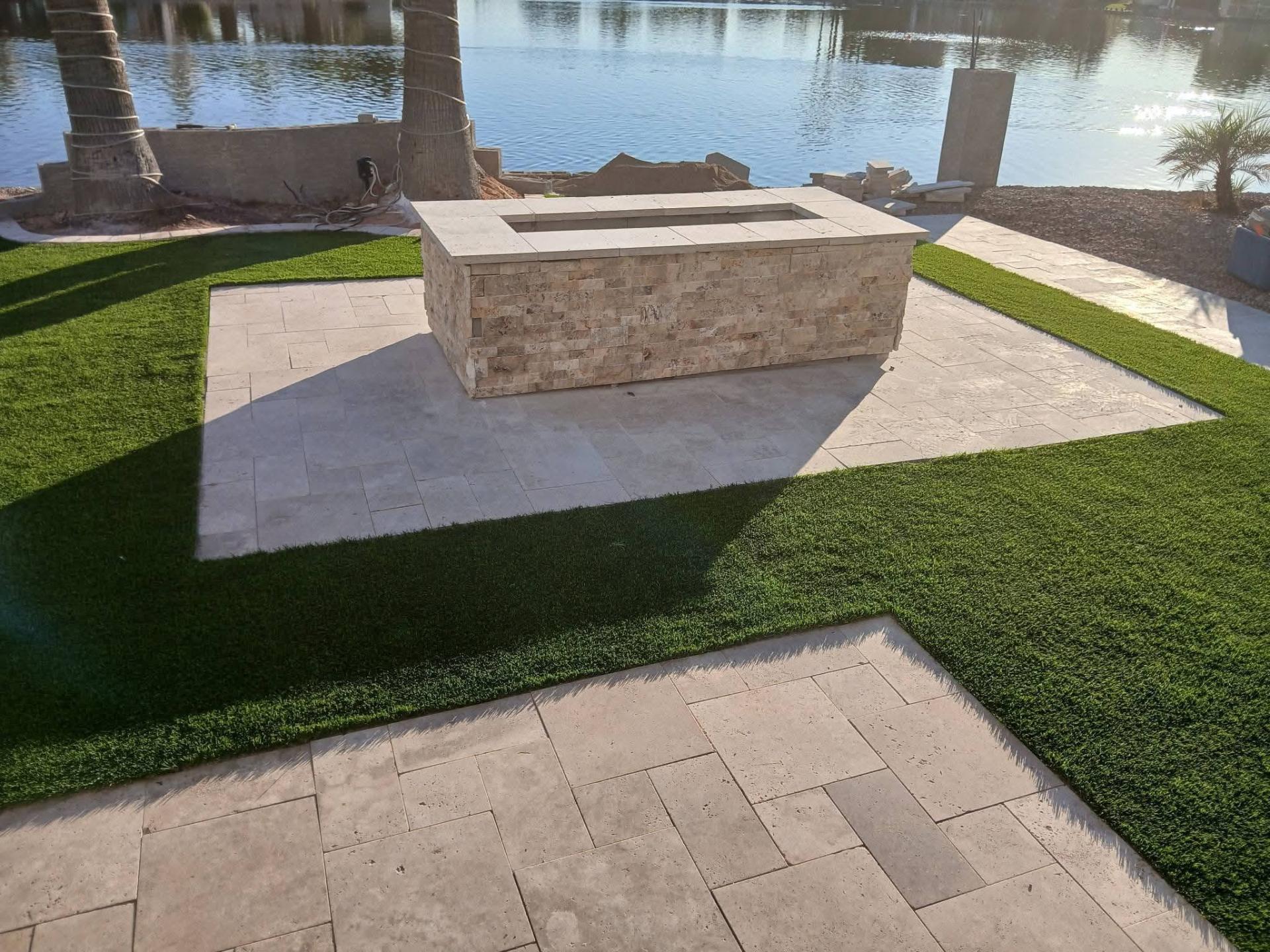 Travertine fire pit